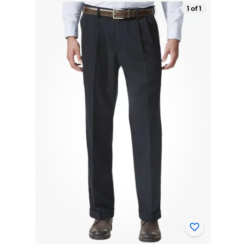 Men’s Dockers D3 Navy Blue Pleated & Cuffed Dress Slacks Classic Fit Size 32/30
